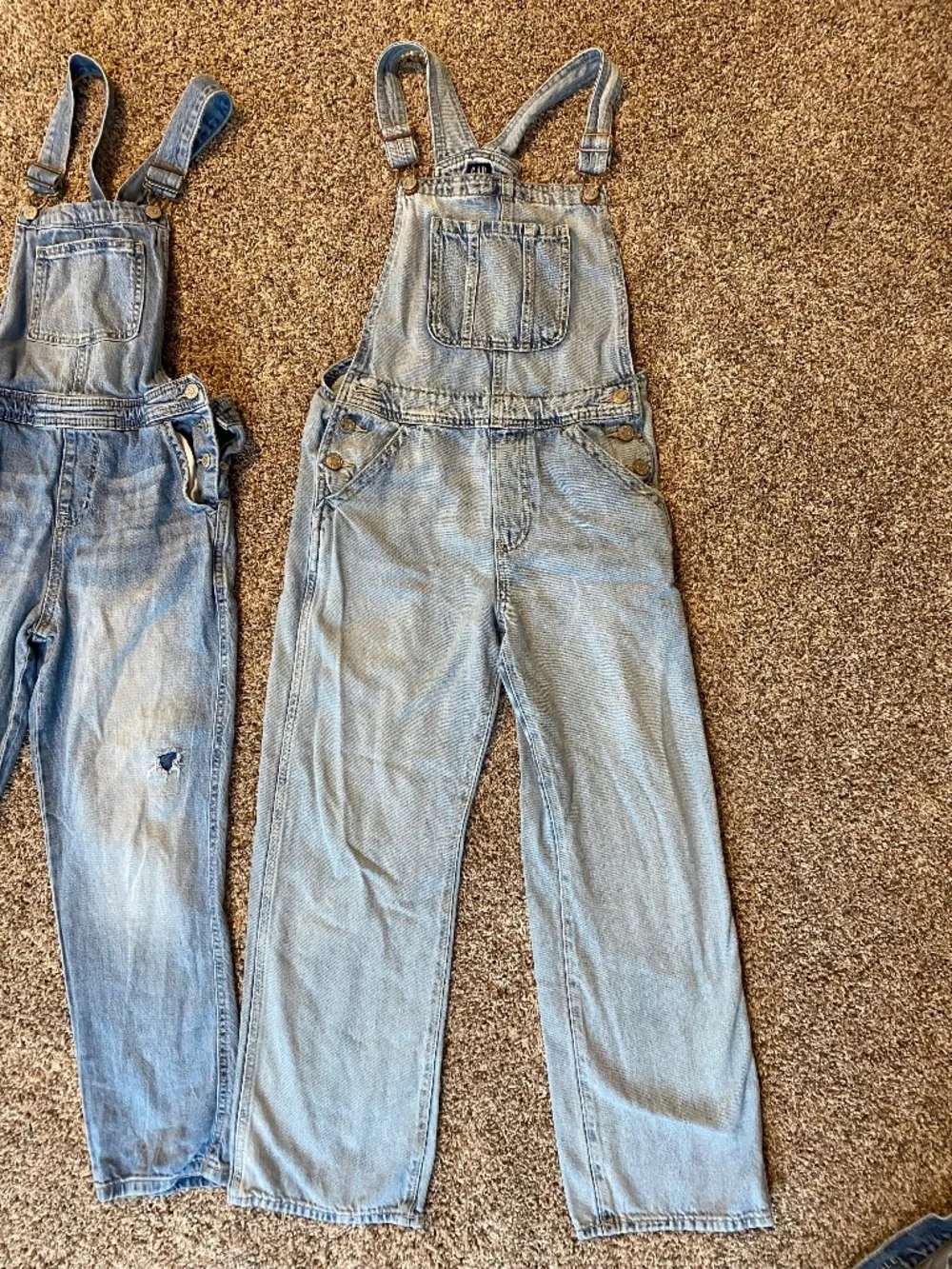 2 pairs of Girls Overalls, Cat & Jack and Gap size 10/12